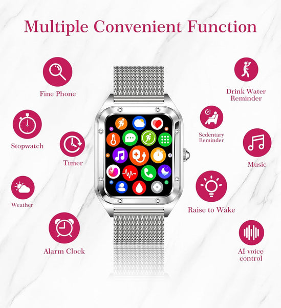 New Large 1.6'' Touchscreen Multisport Women's Fitness Tracker Bracelet Watch With AI Voice