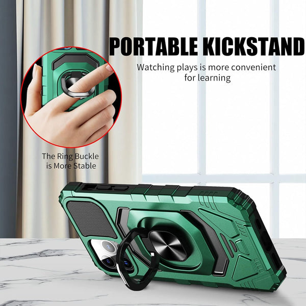 New Protective Magnetic Bumper Case For iPhone 13 Pro Max Series W/ Camera Lens Slide Cover Kickstand
