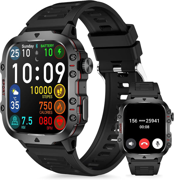 New 1.81 Inch IP68 Waterproof Military Style Outdoor Sports Fitness Tracker Smart Watch