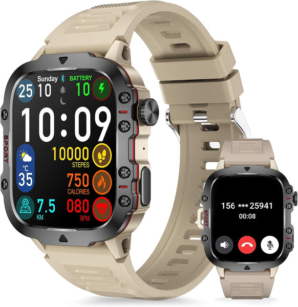 New 1.81 Inch IP68 Waterproof Military Style Outdoor Sports Fitness Tracker Smart Watch