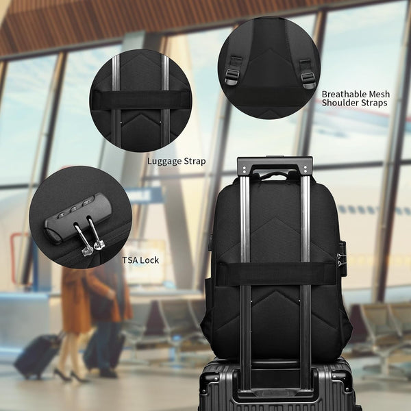 New 15.6 Inch Compact Hard Shell Antitheft Backpack Laptop Bag With USB Port
