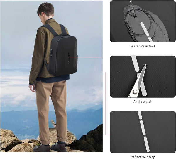 New 15.6 Inch Compact Hard Shell Antitheft Backpack Laptop Bag With USB Port