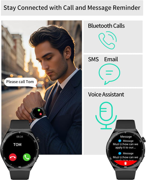 New IP68 Waterproof AMOLED Smart Watch Fitness Tracker Watch With SOS ChatGpt AI Voice