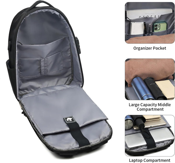 New 15.6 Inch Compact Hard Shell Antitheft Backpack Laptop Bag With USB Port