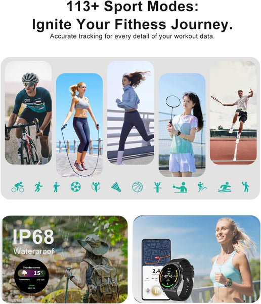 New IP68 Waterproof AMOLED Smart Watch Fitness Tracker Watch With SOS ChatGpt AI Voice