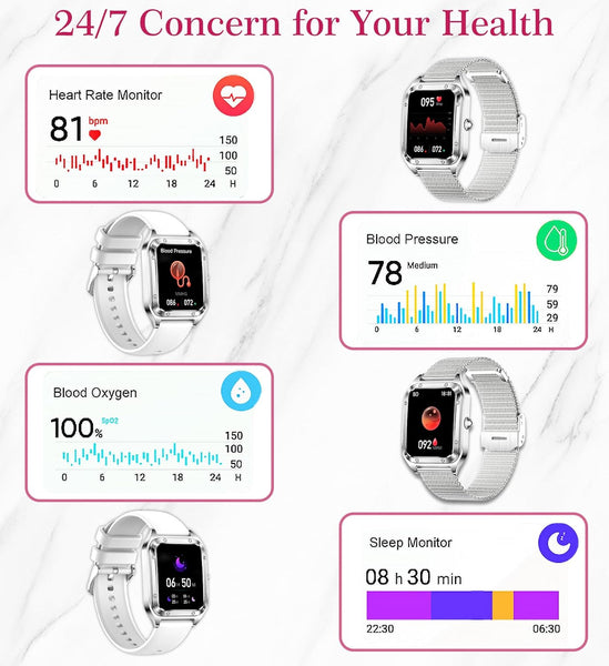 New Large 1.6'' Touchscreen Multisport Women's Fitness Tracker Bracelet Watch With AI Voice