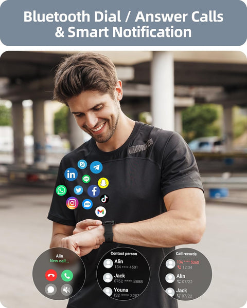 New HD Screen Fitness Tracker IP68 Waterproof Multisport Smartwatch For Android iPhones