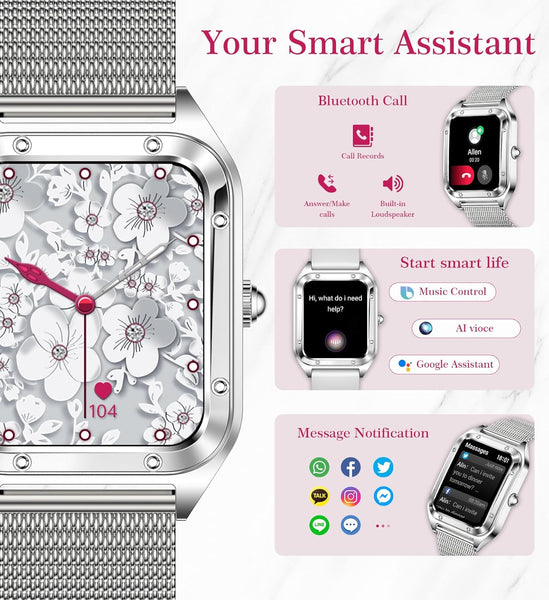 New Large 1.6'' Touchscreen Multisport Women's Fitness Tracker Bracelet Watch With AI Voice