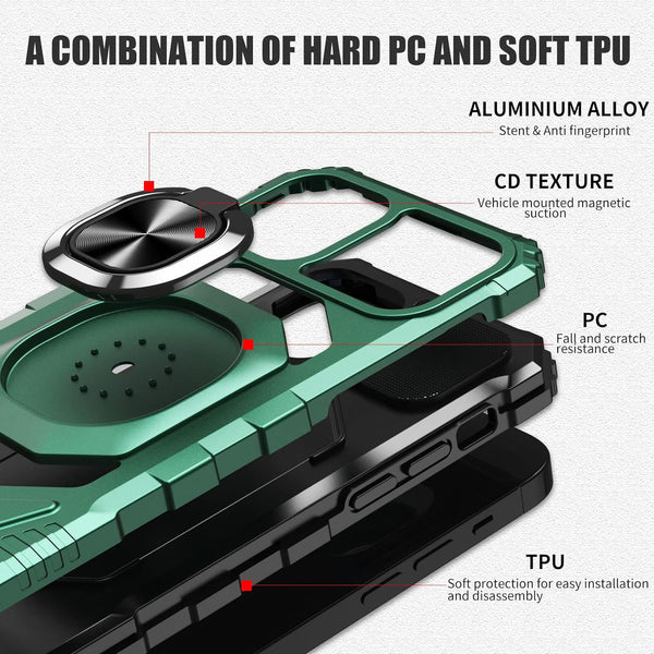 New Protective Magnetic Bumper Case For iPhone 13 Pro Max Series W/ Camera Lens Slide Cover Kickstand