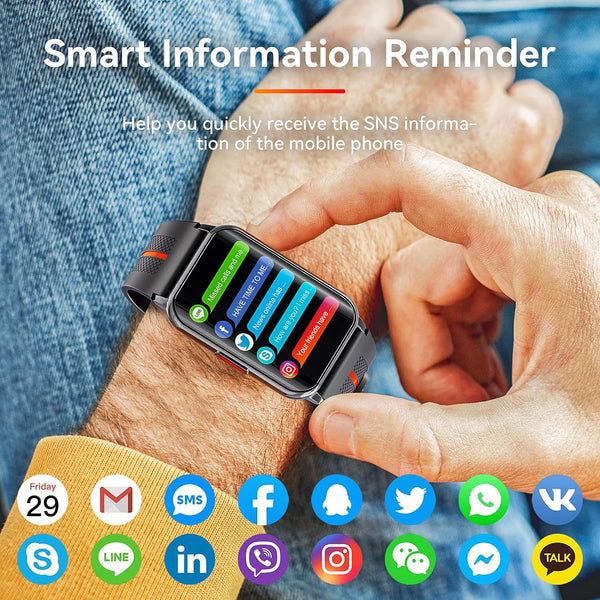 New Full Touchscreen IP68 Wsaterproof Multisport Fitness Tracker Bracelet Smart Watch For Android IOS