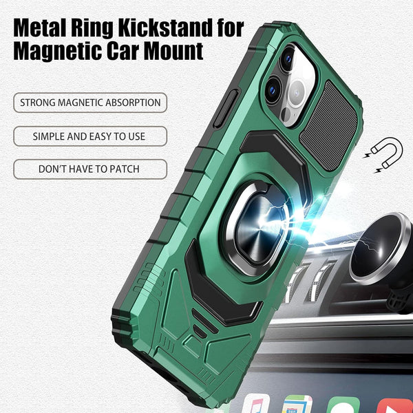 New Protective Magnetic Bumper Case For iPhone 13 Pro Max Series W/ Camera Lens Slide Cover Kickstand