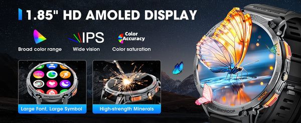 New 1.85'' Large HD Screen Sports Fitness Tracker Smart Watch For Android IOS