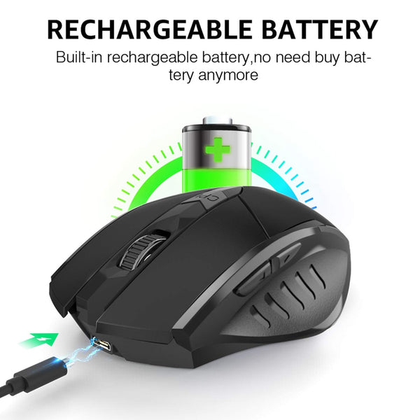 New 2.4GHz Ergonomic Silent Wireless Bluetooth Rechargeable Gaming Mouse For PC Mac Tablets