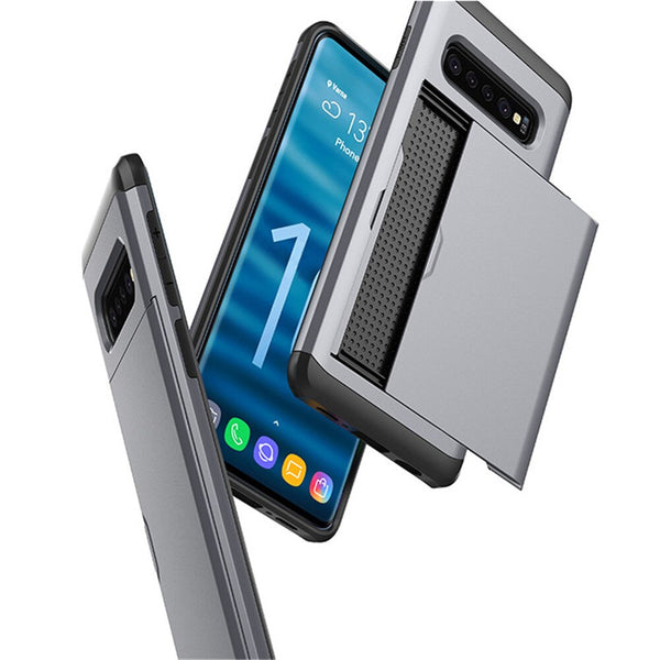 New Ultra Slim Protective Cover Case With Credit Card Slots For Samsung Galaxy S6 S7 S8 S9 S10 S20 S21 S22 Series