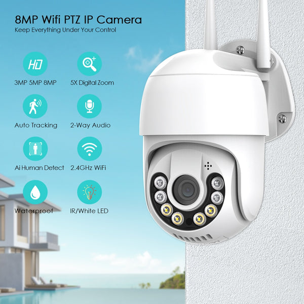New 8MP Ultra HD Outdoor Security Surveillance WIFI Camera With AI Human Detection