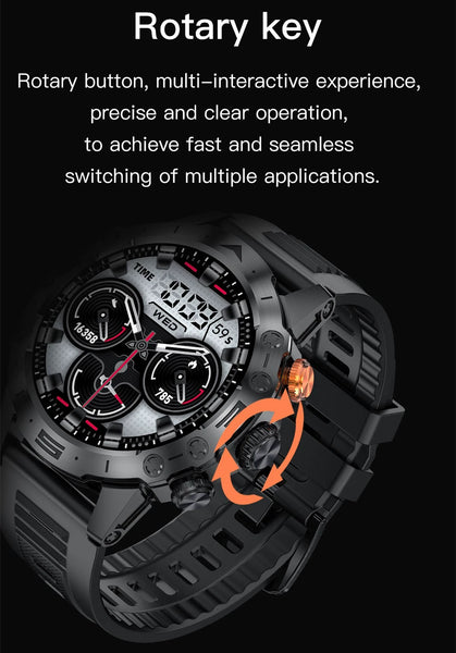 New Outdoor Rugged Water-Resistant Fitness Tracker Men's Smartwatch For Android IOS
