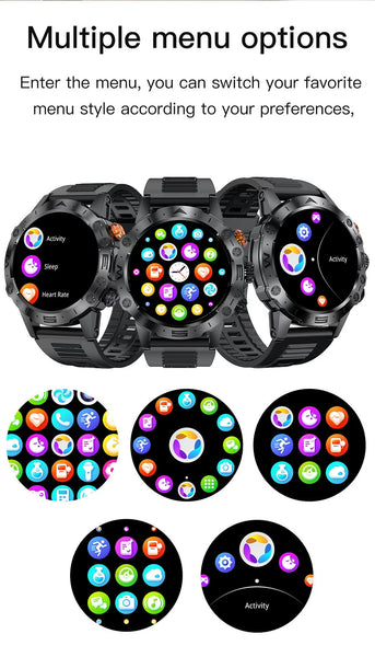 New Outdoor Rugged Water-Resistant Fitness Tracker Men's Smartwatch For Android IOS