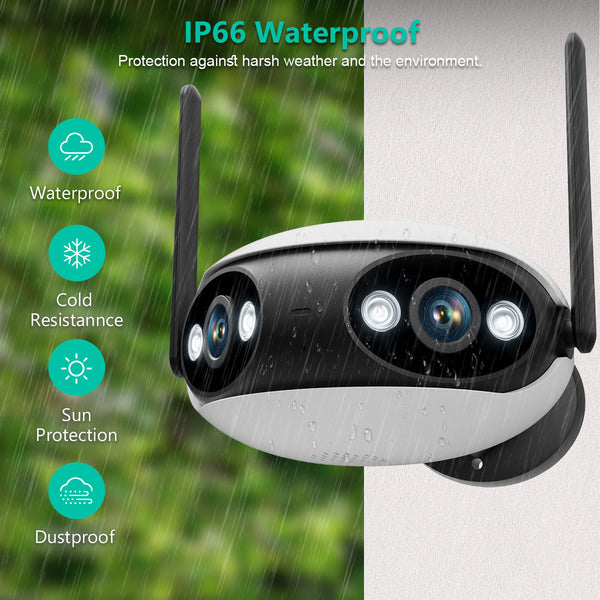 New 4MP 4K Dual Lens Ultra Wide View Angle WIFI Outdoor Security Camera