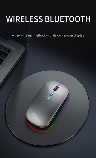 New Ergonomic Rechargeable Wireless Bluetooth LED Gaming Mouse With Dual Mode For PC Mac Tablet