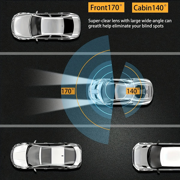 New  Wide Angle 1080P WIFI APP Control Dual Camera Dash Cam (Front & Inside) With IR Night Vision Loop Recording