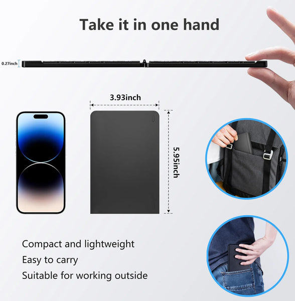 New Ultra Slim Mini Foldable Wireless Bluetooth Rechargeable Keyboard For Windows Android IOS