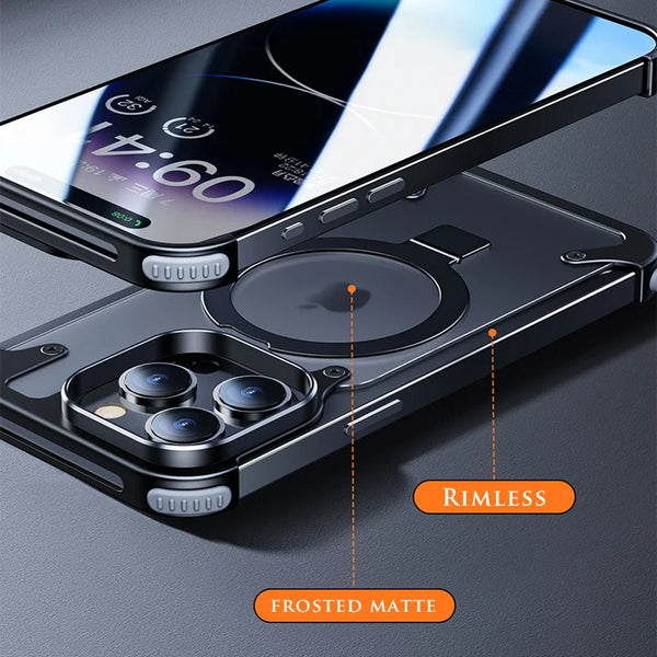 New Rimless Magnetic Metallic Shell Case Cover For iPhone 13 14 15 Series