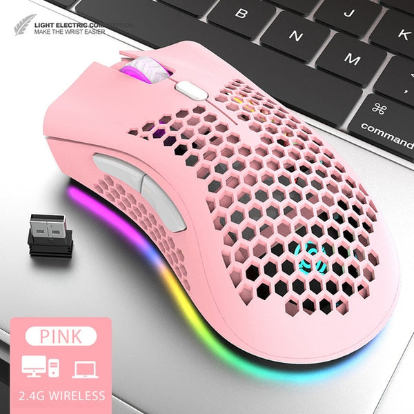 New 2.4G Honeycomb Style Rechargeable Wireless Gaming Mouse WIth Backlight For PC IOS Tablets