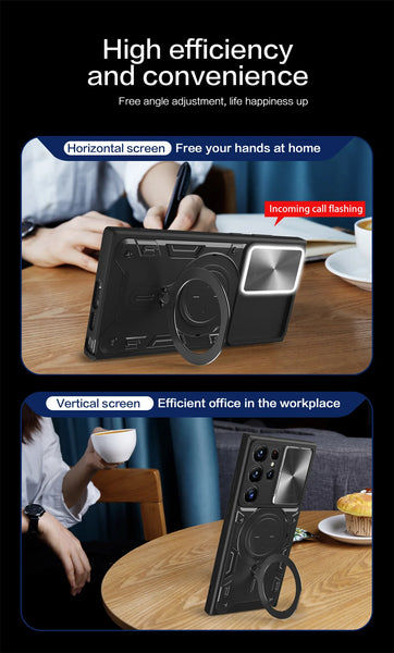 New Magnetic Heavy Duty Armor Case Cover With Ring Holder Kickstand For Samsung Galaxy S24 S23 Plus Series