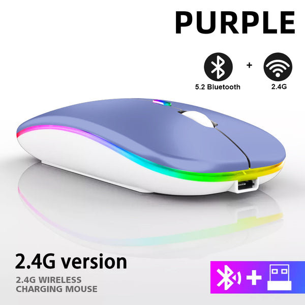 New Ultra Slim 2.4GHz Rechargeable LED USB Bluetooth Wireless Gaming Mouse For PC Mac & Tablets