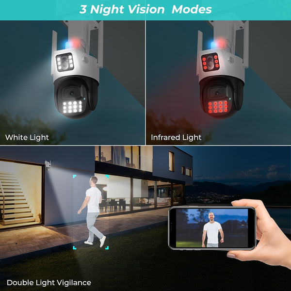 New 8MP Dual Screen Light Modes Outdoor Security Surveillance Camera With AI Auto Tracking