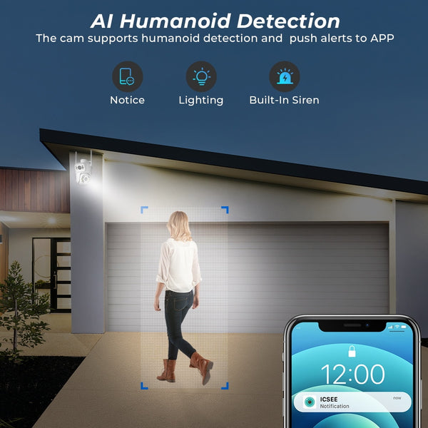 New 8MP Dual Lens Screen Wireless Outdoor Camera With Auto Tracking AI Human Detection