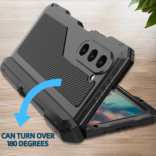 New Heavy Duty Alloy Metallic Folding Stand Case For Samsung Galaxy Z Fold 6 5 4 Series