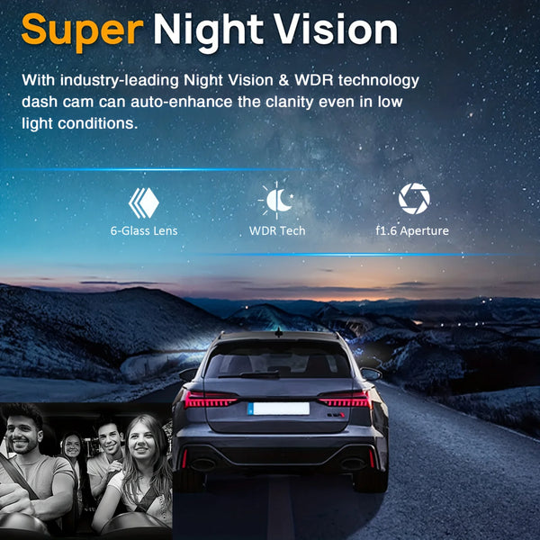 New  Wide Angle 1080P WIFI APP Control Dual Camera Dash Cam (Front & Inside) With IR Night Vision Loop Recording