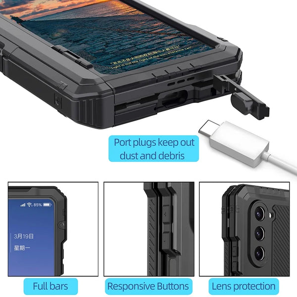 New Heavy Duty Alloy Metallic Folding Stand Case For Samsung Galaxy Z Fold 6 5 4 Series