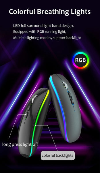 New Ultra Slim Rechargeable Dual Mode LED Gaming Mouse For PC Mac Tablets