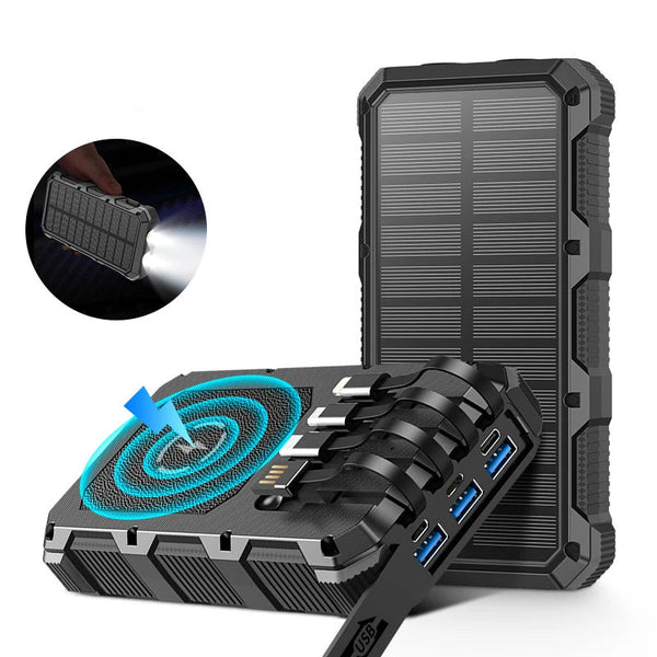 New 30000mAh Heavy Duty Fast Solar QI Power Bank With Wireless Charging For Android Samsung iPhones