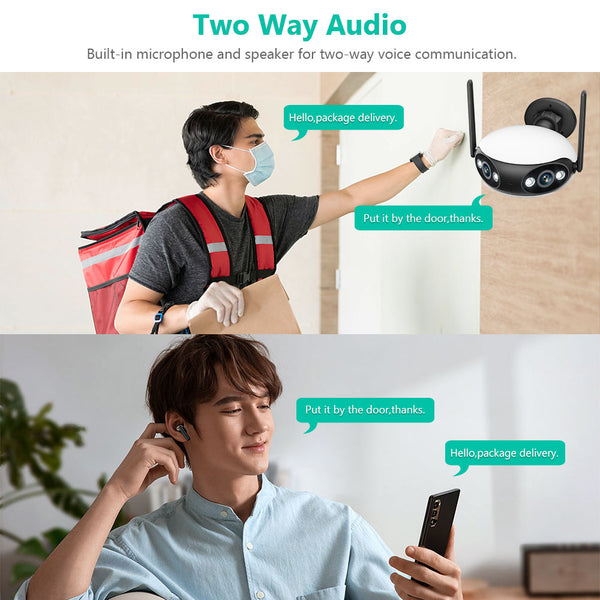 New 4MP 4K Dual Lens Ultra Wide View Angle WIFI Outdoor Security Camera