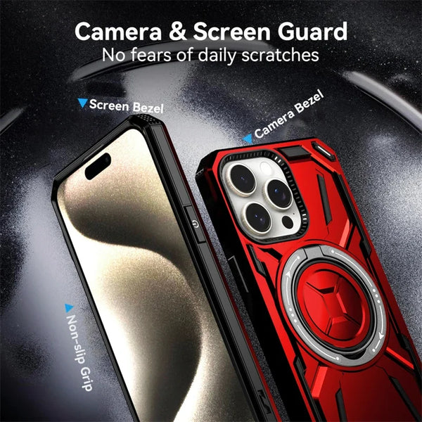 New Luxury 360° Rotating Metal Ring Kickstand Armor Magnetic Case For iPhone 16 15 14 Plus Pro Max Case
