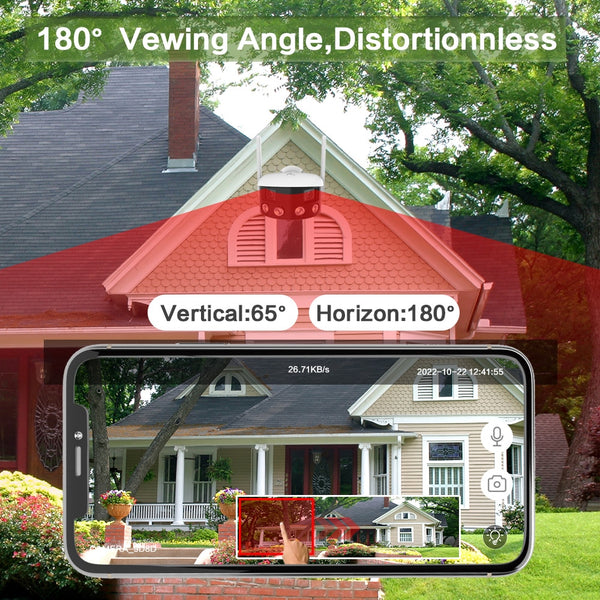 New 4MP Ultra Wide View Angle Outdoor Panoramic SecurityCamera With AI Human Detection