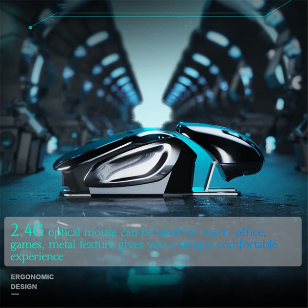New 2.4GHz Metallic Ergonomic Silent Multipurpose Rechargeable Wireless Mouse For PC Mac Tablets