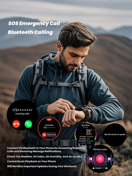 New AMOLED Water-Resistant Sports Smart Watch Fitness Tracker With Compass