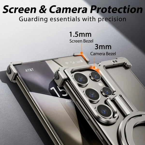 New Ultra Slim Magnetic Metallic Case Protective Bumper With Ring Holder Kickstand For Samsung Galaxy S24 S23 Ultra Series