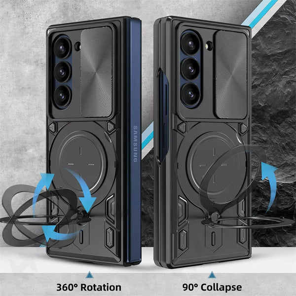 New Magnetic Heavy Protection Magnetic Cover Case With Ring Holder Kickstand For Samsung Galaxy Z Fold 6 5 Series