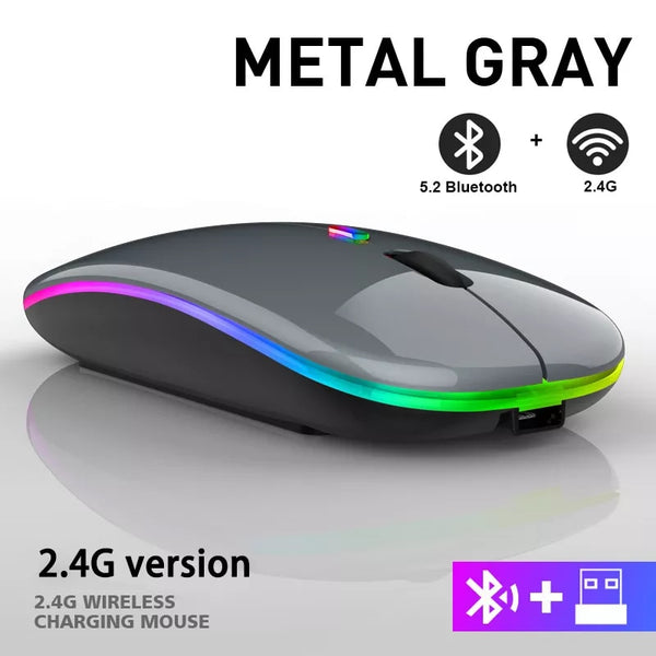 New Ultra Slim 2.4GHz Rechargeable LED USB Bluetooth Wireless Gaming Mouse For PC Mac & Tablets