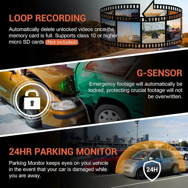 New  Wide Angle 1080P WIFI APP Control Dual Camera Dash Cam (Front & Inside) With IR Night Vision Loop Recording