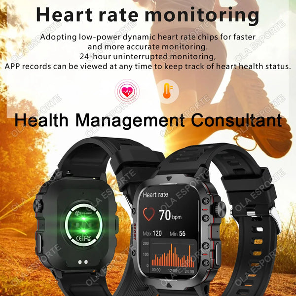 New 1.81 Inch IP68 Waterproof Military Style Outdoor Sports Fitness Tracker Smart Watch