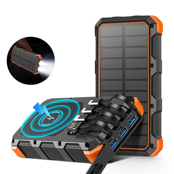 New 30000mAh Heavy Duty Fast Solar QI Power Bank With Wireless Charging For Android Samsung iPhones
