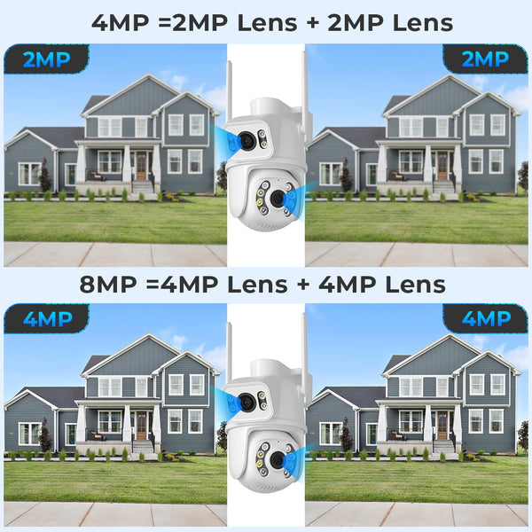 New 8MP Dual Lens Screen Wireless Outdoor Camera With Auto Tracking AI Human Detection