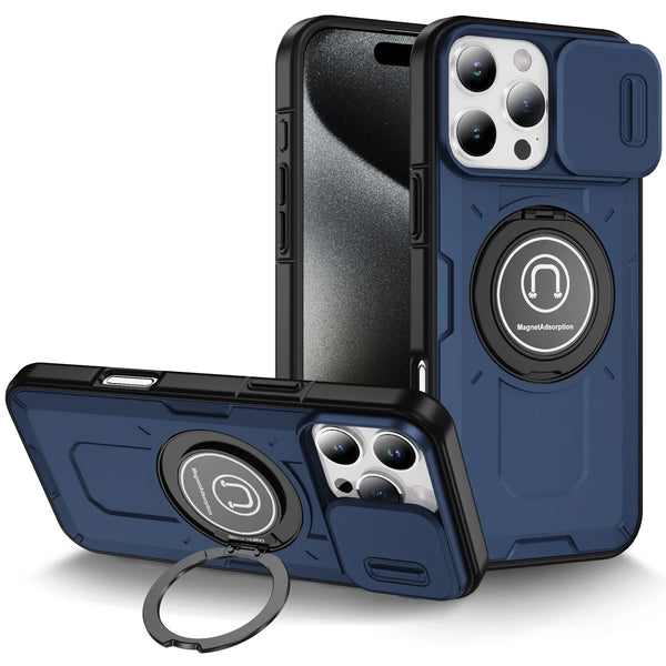 New Protective Drop-Resistant Armor Phone Case With Ring Holder Kickstand Camera Protection For iPhone 16 15 14 Plus Pro Max Series