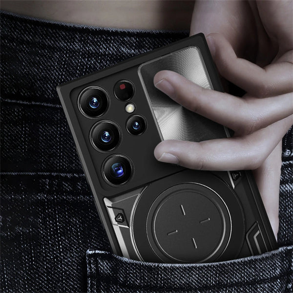 New Magnetic Heavy Duty Armor Case Cover With Ring Holder Kickstand For Samsung Galaxy S24 S23 Plus Series
